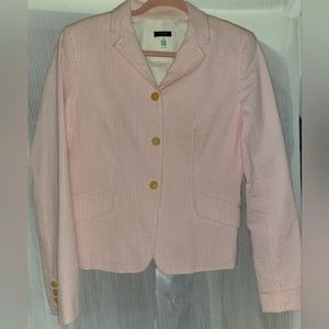 J. Crew Pink & White Seersucker Blazer - 10